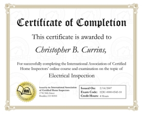Electrical inspection certificate